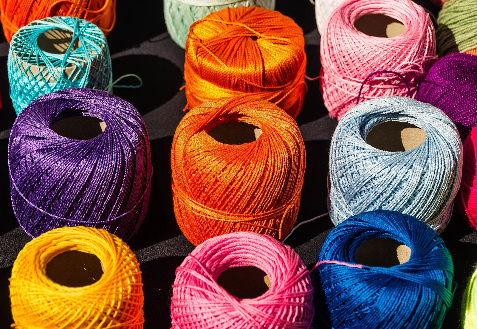 Spools of thread in a range of colors