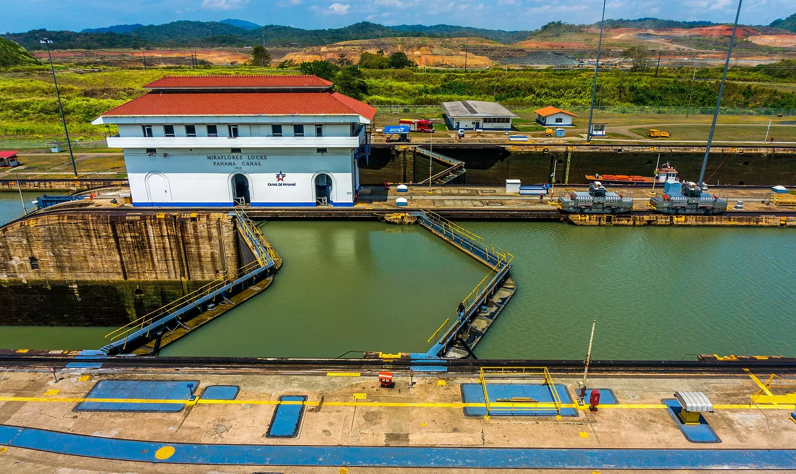 The Miraflores Locks on the Panama Canal