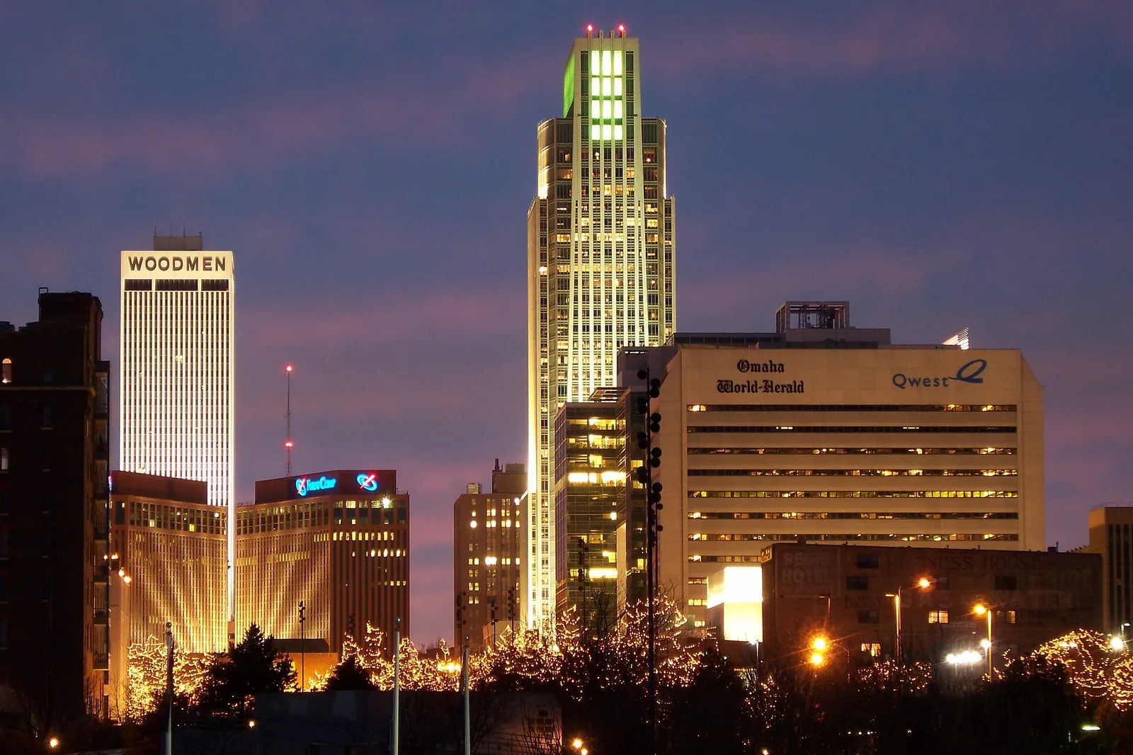 The downtown skyline of Omaha, Nebraska, Berkshire Hathaway's home city