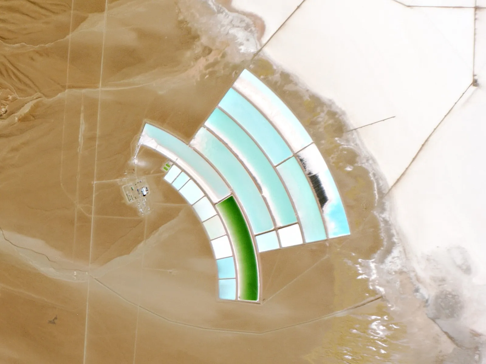 Lithium evaporation ponds at the Salar de Olaroz, Argentina
