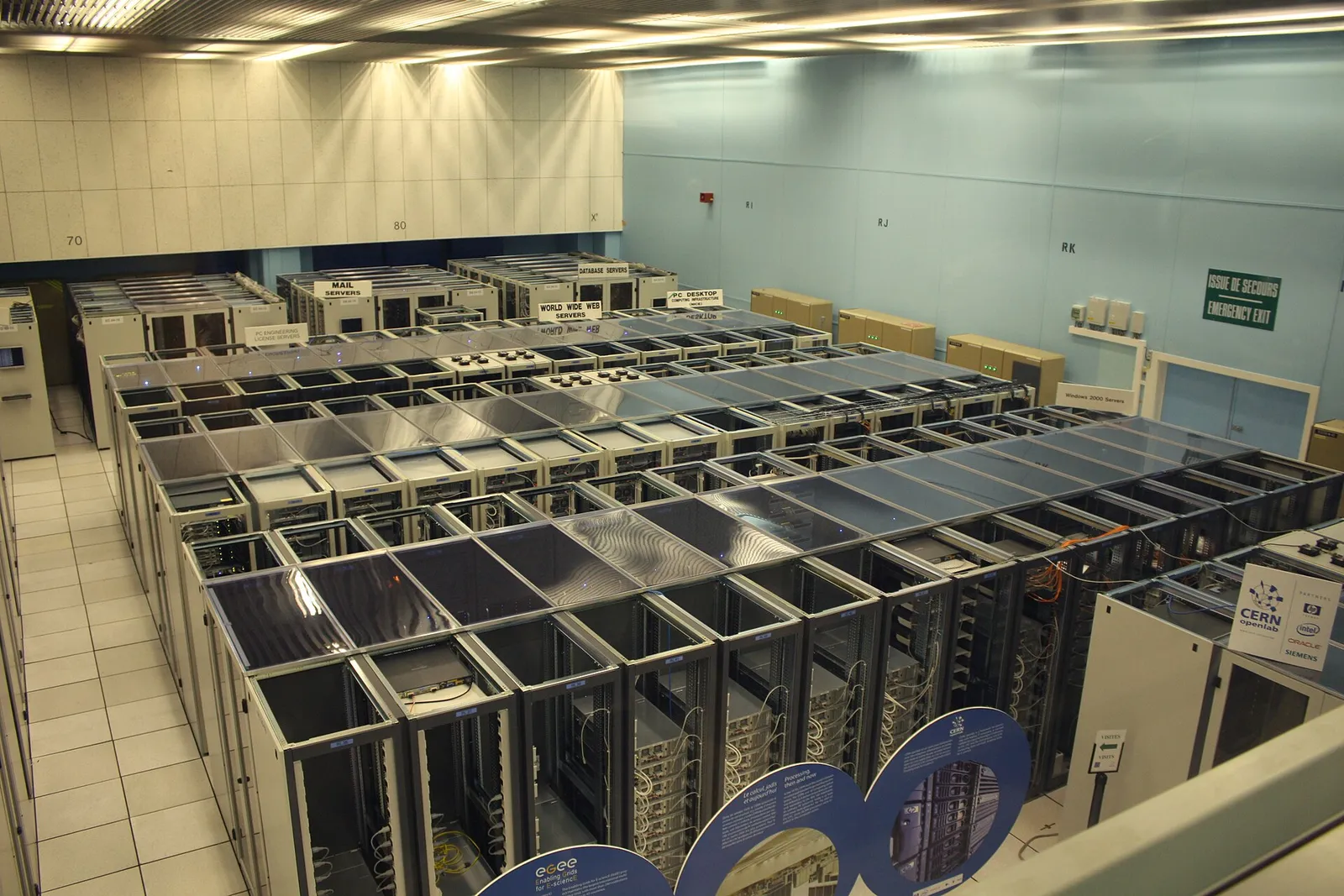 Rows of servers in a data center