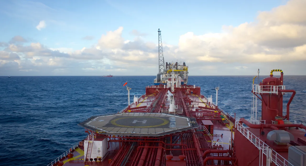 An oil tanker at sea