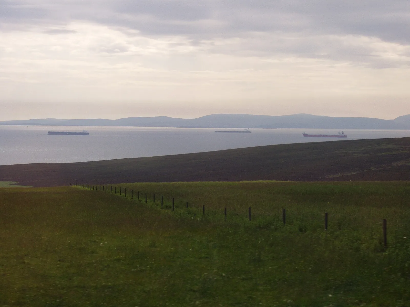 Tankers lying at anchor in a sheltered anchorage