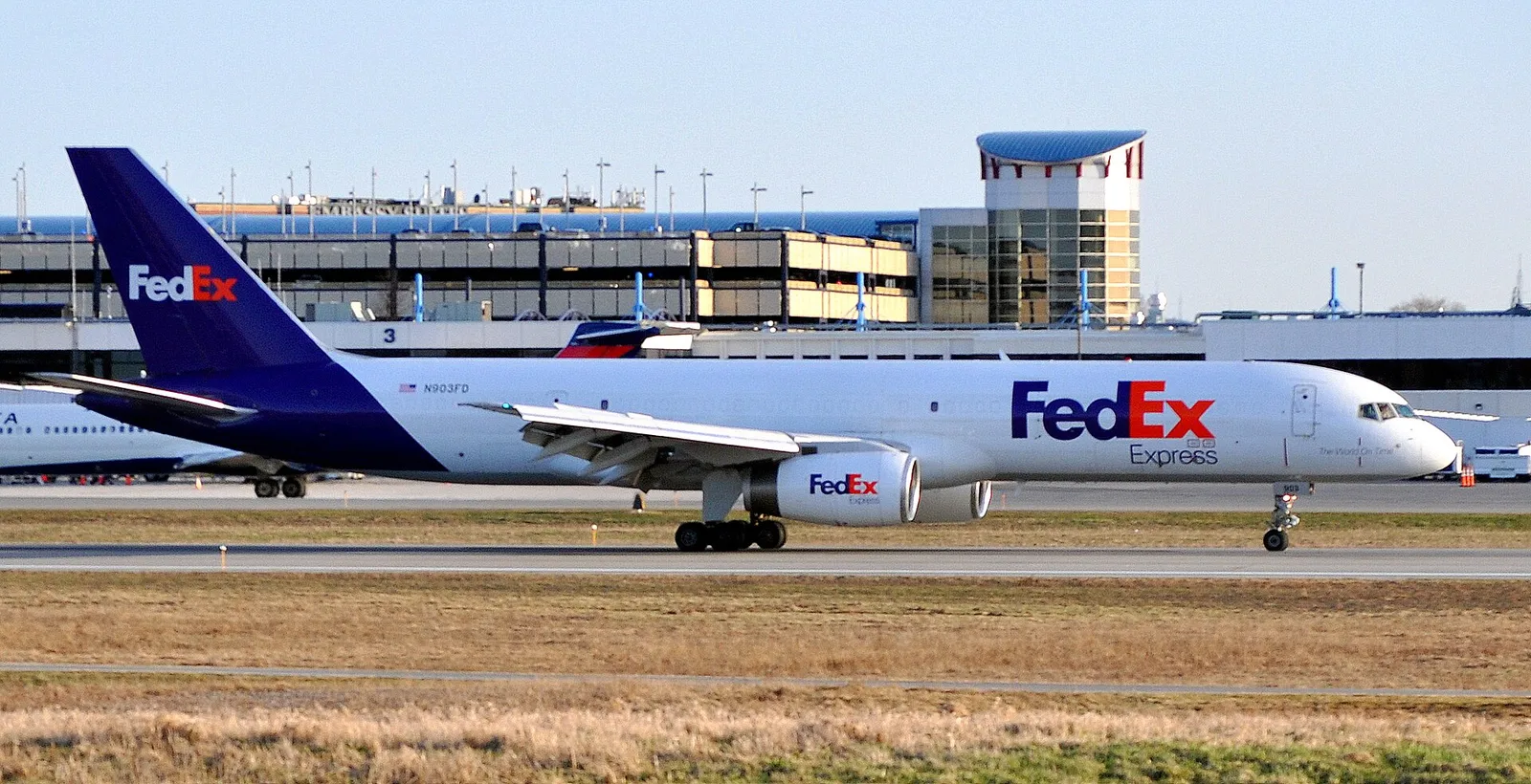A FedEx Express cargo aircraft
