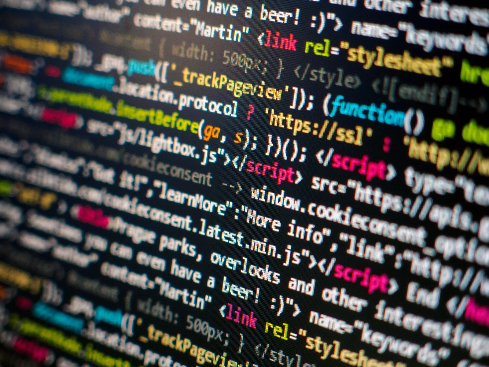 Programming code on a screen