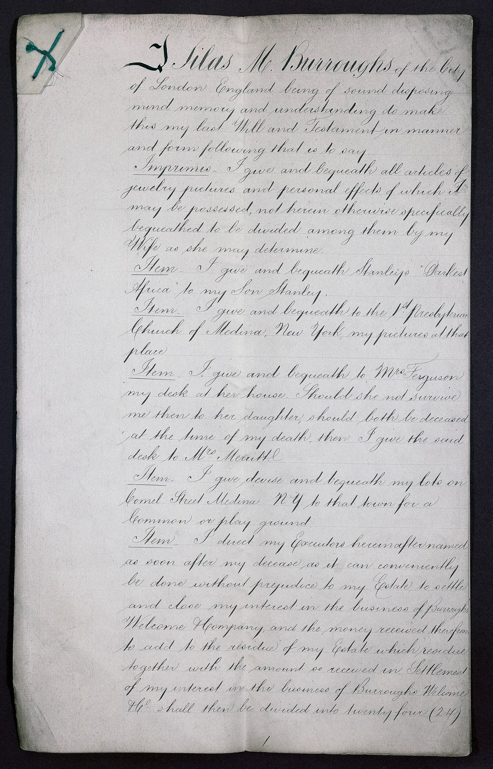 A last will and testament document