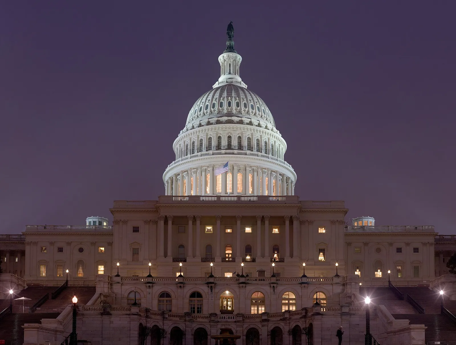 The United States Capitol at night