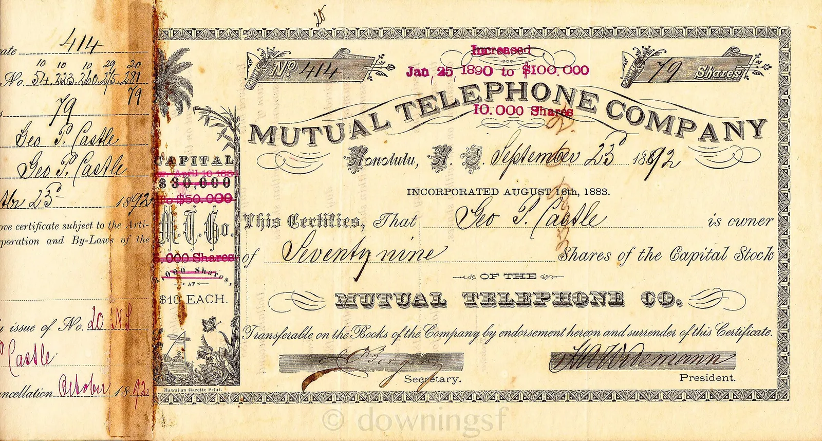 A company stock certificate