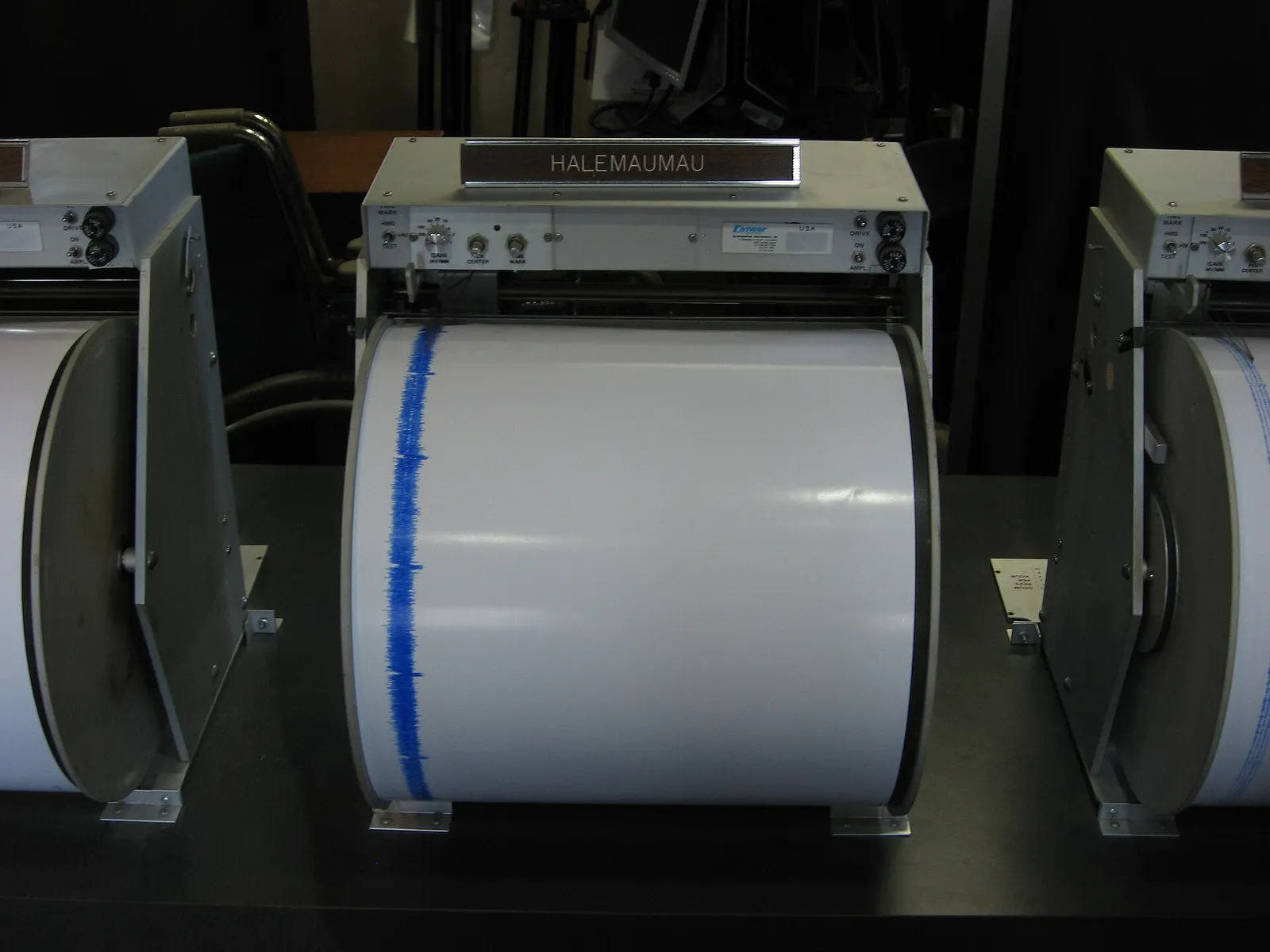 A seismometer, an instrument that records earthquakes