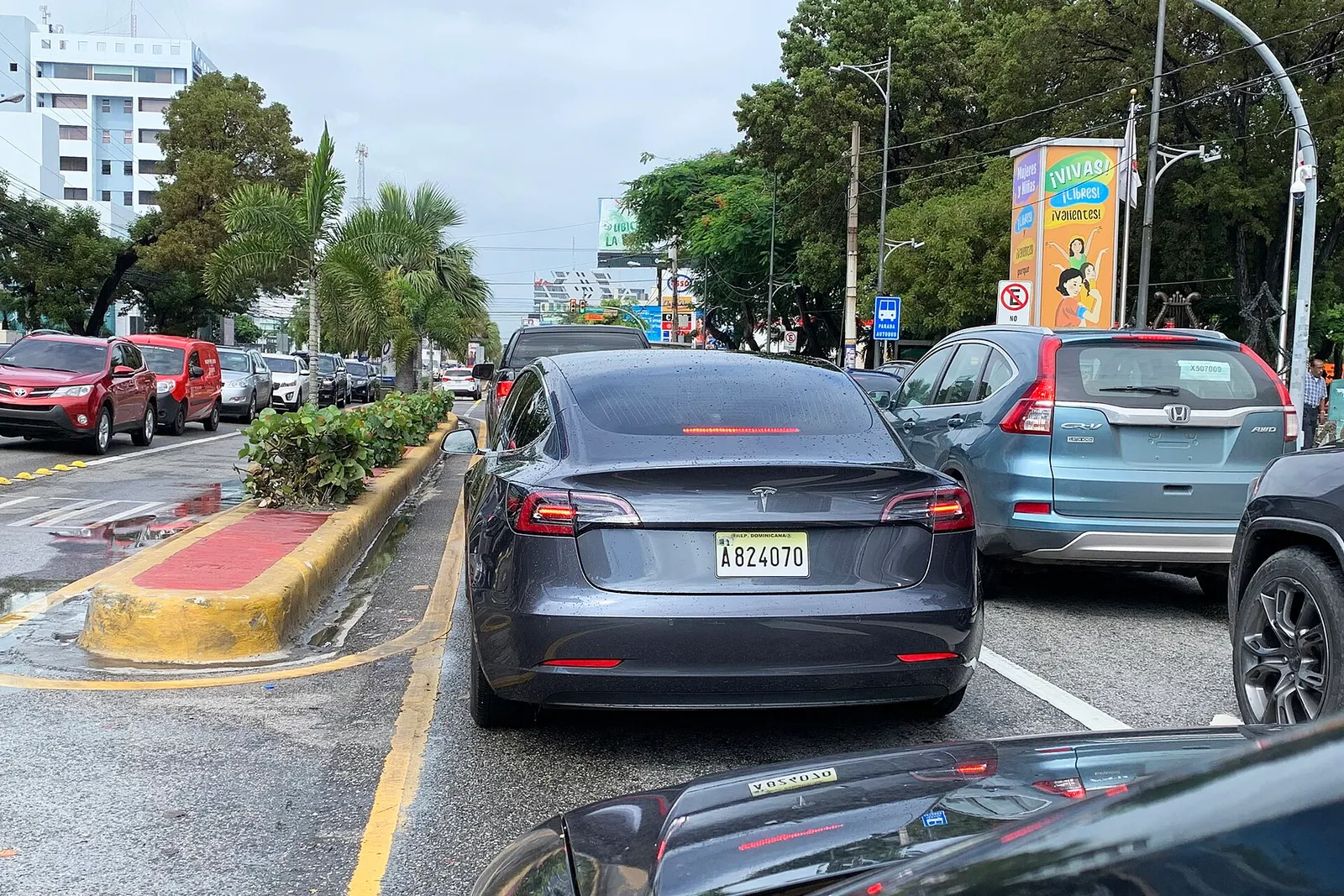 A Tesla Model 3 car