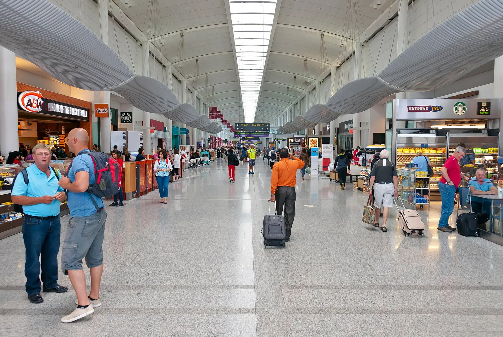 The interior of an international airport terminal